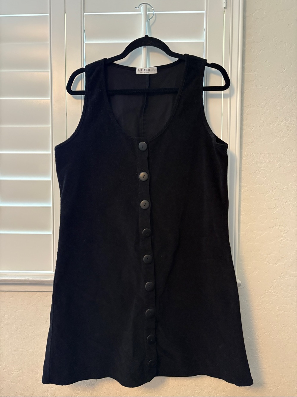 Classic Black Button-Front Tank Dress